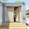 ประตูบานสแตนเลส แบบบานพับ คาดด้วยไม้เฌอร่า