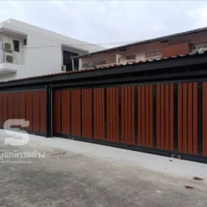 ประตูรั้วไม้ระแนง แบบบานเลื่อน